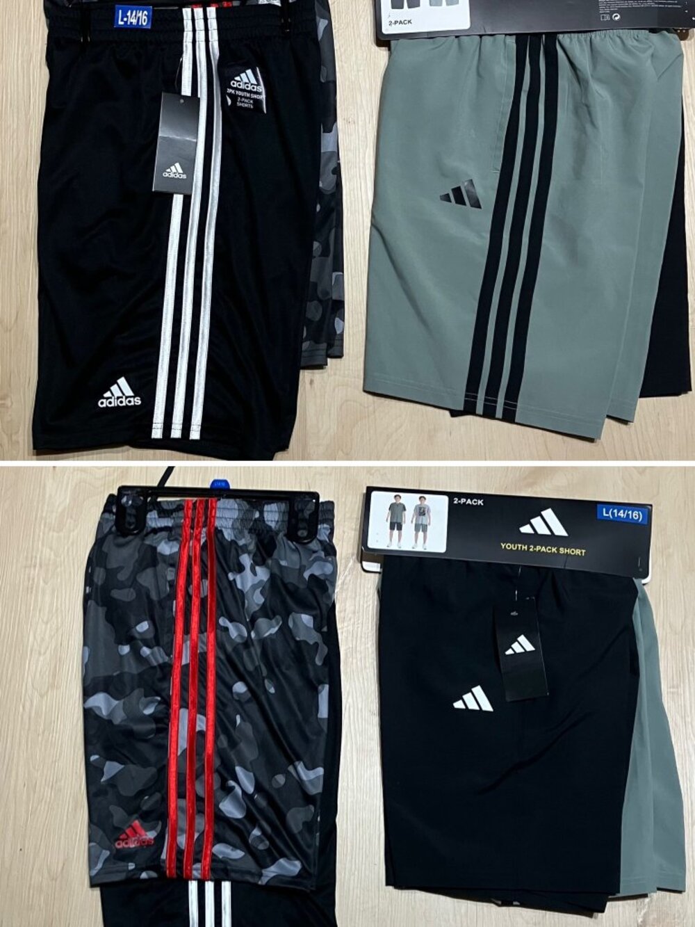 2 NWT adidas Youth Active Shorts 2 pk - L (14/16)